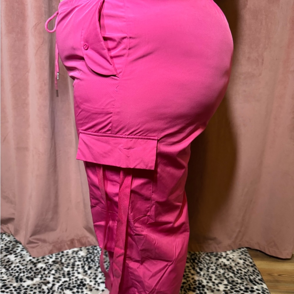 Hot Pink Cargo Jogger Pants